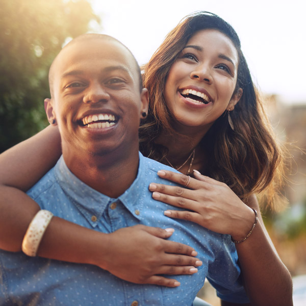 young couple smiling