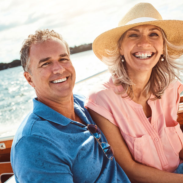 mature couple on boat