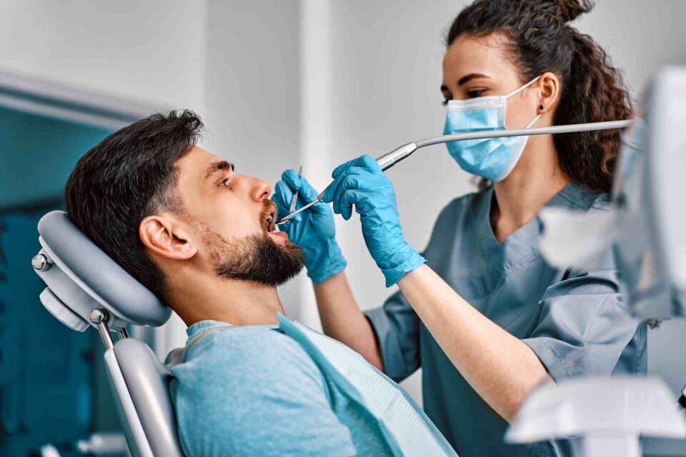 Patient receiving restorative dental care during treatment in Columbus, OH